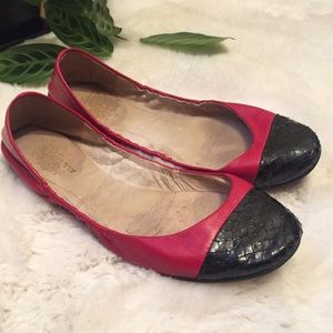 Red and Black Cap Toe Flats
